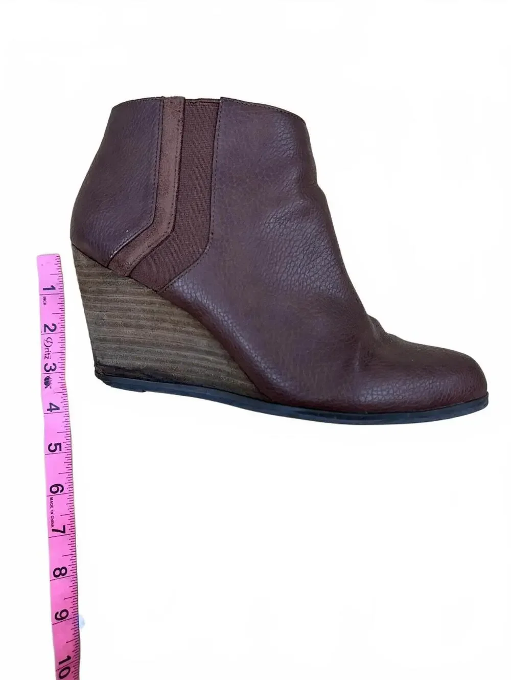 Dr. Scholls Brown Leather Wedge Ankle Boots‎